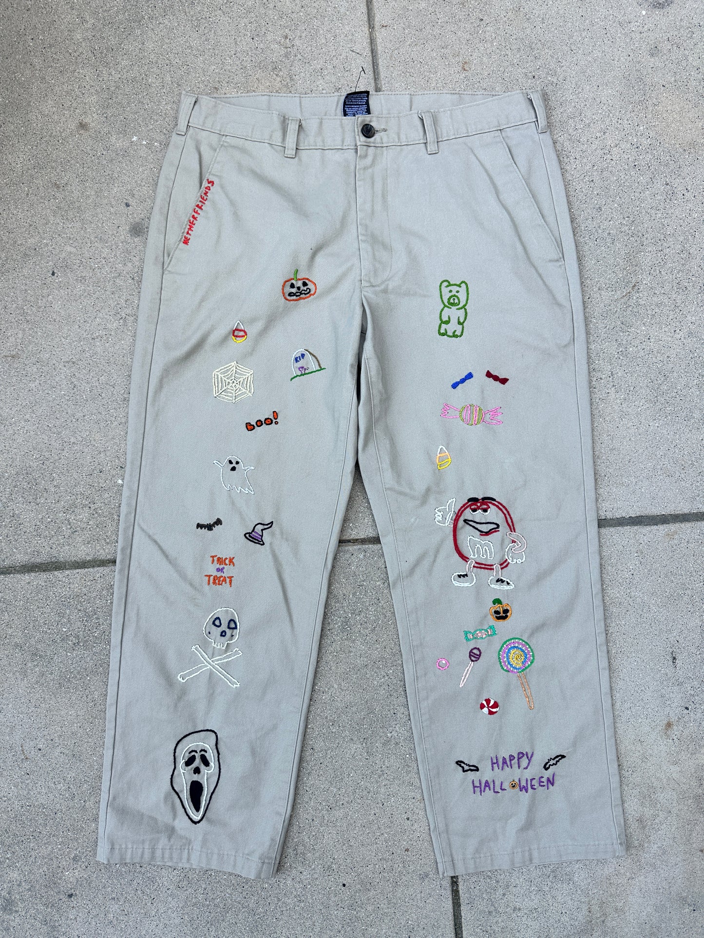 Hand Embroidered Halloween Pants