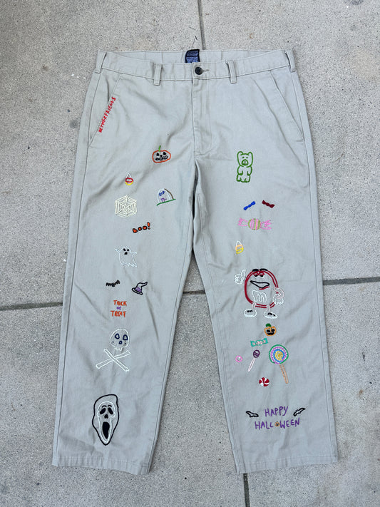 Hand Embroidered Halloween Pants